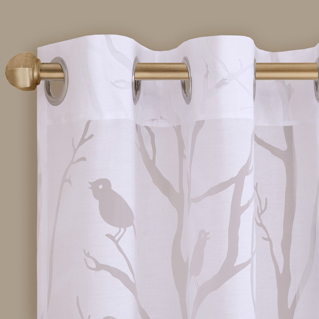 MAYEERTY Grommet Top Sheer Bird on Branches Burnout Window Curtain(Only 1 Pc Panel)