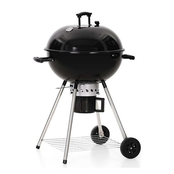 WaiRitoday 22" Master Kettle Charcoal Grill, Premium Outdoor Barbecue Grill with Thermometers, Porcelain-Enameled Lid & Ash Catcher, Black
