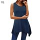 thumbnail image 3 of Guardurnaity Camiseta sin mangas de color sólido con cuello y dobladillo irregular Prendas para la parte del cuerpo Azul marino SG Guardurnaity AP001609-09, 3 of 5