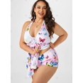 thumbnail image 3 of Tankini Trasparente de Pañuelo de Estampado de Mariposa en Talla Extra Rosegal Blusas Tallas Grandes, 3 of 5