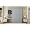thumbnail image 3 of Queen Size Wall Murphy Bed with Top Cabinet,Shelves  and  Wardrobe, Space Saving Foldable Bed,Gray(old sku:N708S00022E), 3 of 20