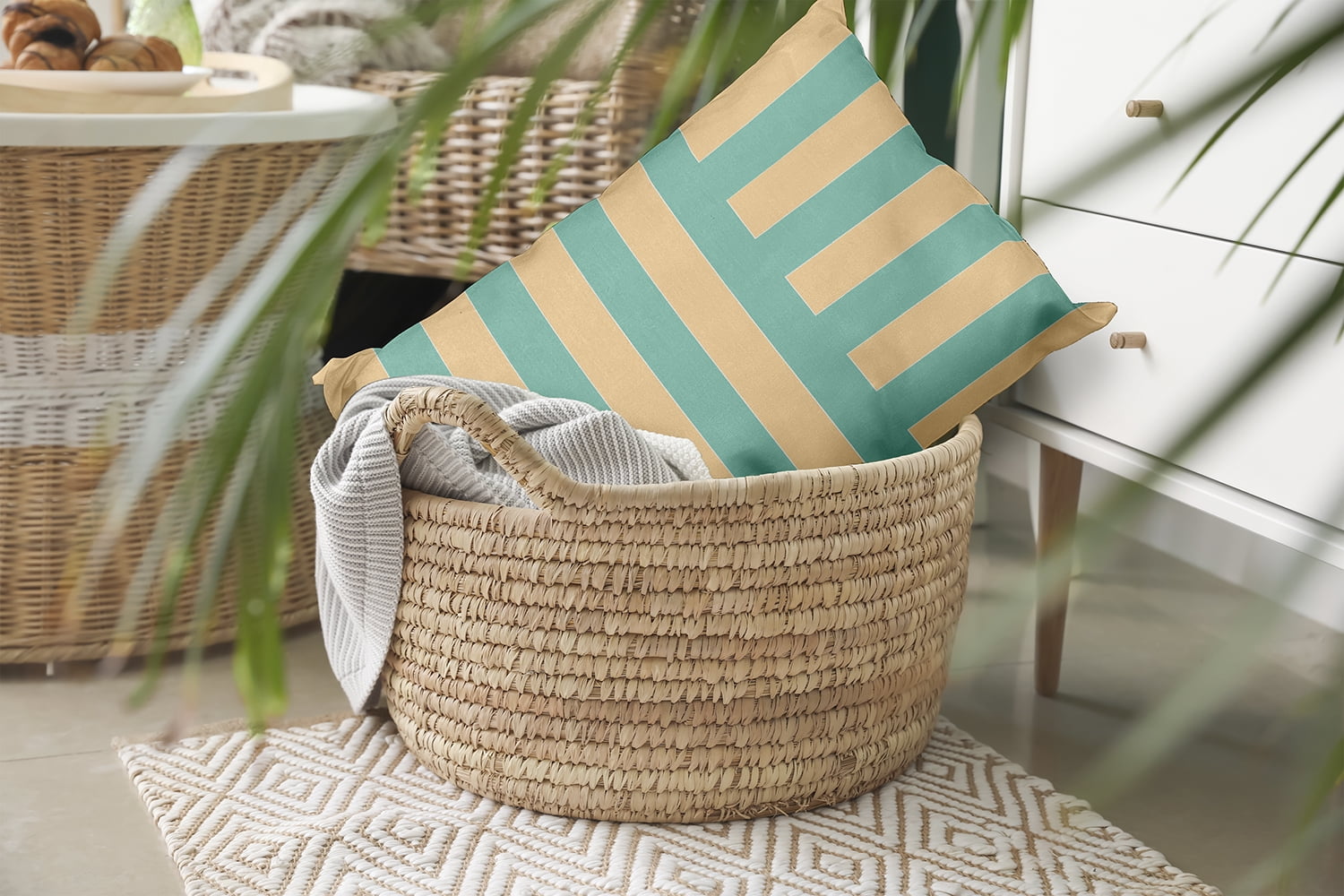 20" x 14" Simply Daisy Stripes Polyester Indoor/Outdoor Pillow, Corn Stalk Qty 1