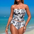 thumbnail image 2 of Trajes de Baño de Bikini de Mujer Impresión Sexy de Moda Dividido Conjunto con Troncos, Nylon de Corte Alto para la Piscina de la Playa Y las Vacaciones, 2 of 9