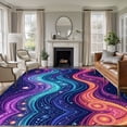 thumbnail image 2 of Neon Style Washable Living Room Rugs 5'x8', Abstract Boho Colorful Flowing Waves Low Pile Throw Large Area Rug Non-Slip Sturdy Edge Binding Carpet for Living Room Kitchen Office, 2 of 9