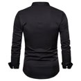 thumbnail image 4 of IROINNID Button Up Shirts for Men Floral Embroidery Slim Fit Long Sleeve Band Collar Dress Shirts,Black, 4 of 4