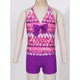 thumbnail image 5 of TiaoBug Kids Girls Two Pieces Printed Tankinis Swimsuit Halter Neck Top and Shorts Set Swimwear, 5 of 7