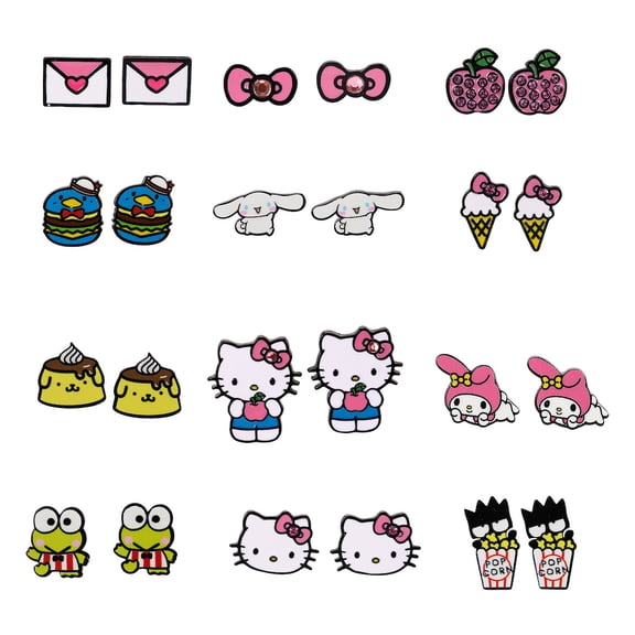Hello Kitty & Friends Snacktime 12-Pair Earring Set