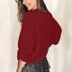 thumbnail image 3 of Suéter de cuello en V para mujer, blusa informal de manga larga con botones sólidos, blusa de poliéster para mujer, 3 of 6
