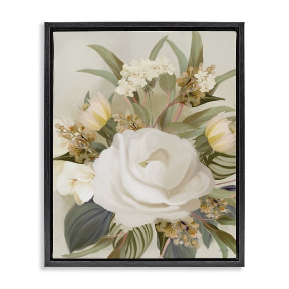 Stupell Industries French Country Charming Soft Rose Bundle Black Floating Frame Canvas Art, 17 x 21, by House Fenway