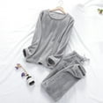 thumbnail image 2 of UAMVSH Flannel Loungewear Sets for Women Warm Winter Fuzzy Fleece Long Sleeve Pullover Two Piece Sleepwear Comfy Pajama Outfits(MediumGray), 2 of 6
