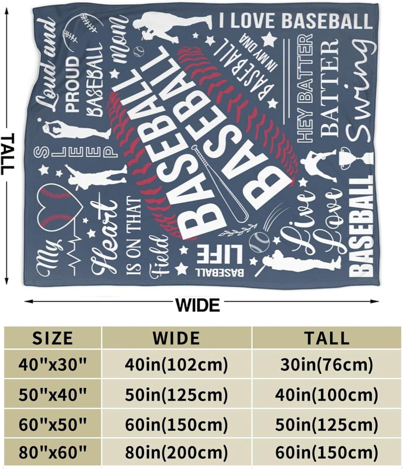 Baseball Gifts Baseball Blanket for Women and Men Soft Baseball Gifts for Girls Women Team Baseball Stuff for Girls Cozy Fleece Baseball Fuzzy Sports Ball Blankets for Couch Bed Room Decor 80"X60"