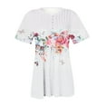 thumbnail image 5 of AOOCHASLIY Ladies Tops Clothes Women's Round Neck Loose Short Sleeve T-shirt Top Fashion Casual Floral Print Blouse Pullover, 5 of 5
