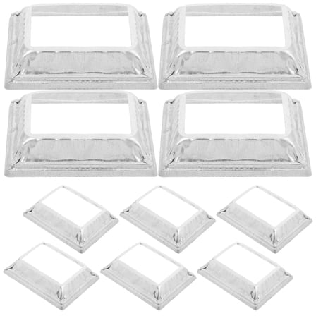 Masteelf 10pcs Metal Railing Base Covers Rectangle Iron Post Base Cover Deck Railing Base Brackets Covers for Balcony Stair Railing Support