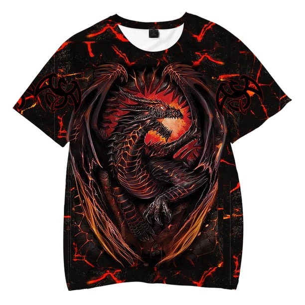 Children Dinosaur T-Shirts Boys Girls Cartoon 3D Tee Tops Kids Casual T Shirts Child Print TShirts 3-14 Years Old12T Gong Bohan LED