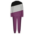 thumbnail image 7 of AINIYS Womens Pjs 2 Piece Crewneck Long Sleeve Pullover Pajamas Cuffed Pants Soft Color Block Sleepwear Casual Loungewear Sets Purple Pajamas for Women _j XXL, 7 of 7