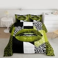 thumbnail image 2 of jejeloiu Leopard Print Queen Comforter Set,White Green Black Bedding Comforter Set For Men Women Reversible 3pcs, 2 of 8