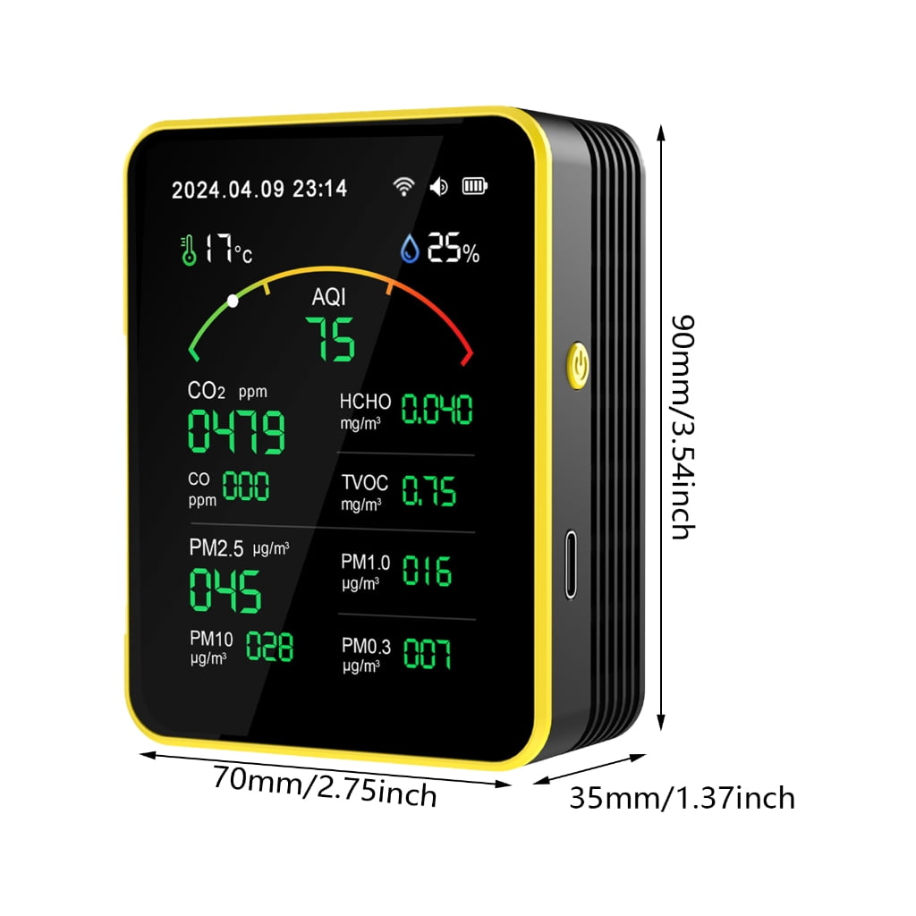 CO2 PM2.5 Formaldehyde TVOC Temperature Humidity Testing Meter Air Detector Air Pollution Meter for Home