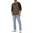 thumbnail image 2 of INSPIRE CHIC Camisetas de Hombre de Manga Larga Raglán Casual Estilo Baseball Henley T-Shirts S Marrón Negro, 2 of 6