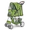 Folding Pet Stroller, Rain Cover, Cup Holder, Mesh Window, Green