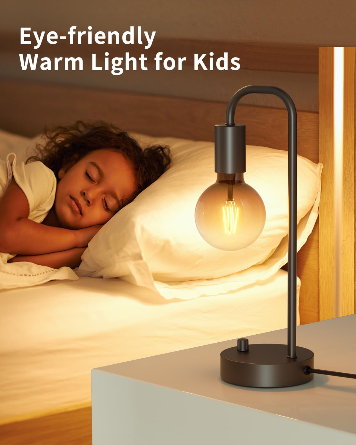 ONEWISH 15.75" Industrial Table Lamp Fully Dimmable Bedside Lamp with 2700K Bulb Nightstand Lamps for  Bedroom Dorm Office