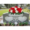 thumbnail image 2 of Artificial Cemetery Flower-Outdoor Grave Saddle Headstone Decorations,Pink and White Rose Memorial Day Flowers for gravesite (Pink and White)…, 2 of 5