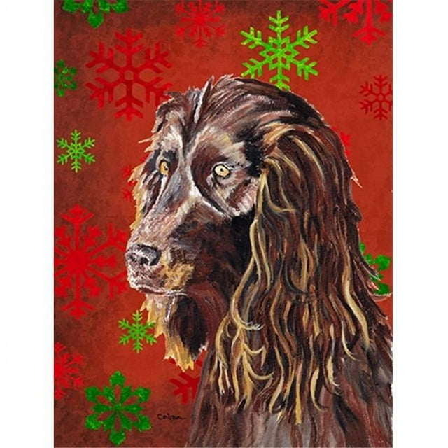 Carolines Treasures SC9588CHF Boykin Spaniel Rouge Flocon de Neige Drapeau de Noël Toile Maison Taille