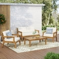 thumbnail image 2 of Pates Acacia Wood Outdoor Chat Set, Teak and Beige, 2 of 13