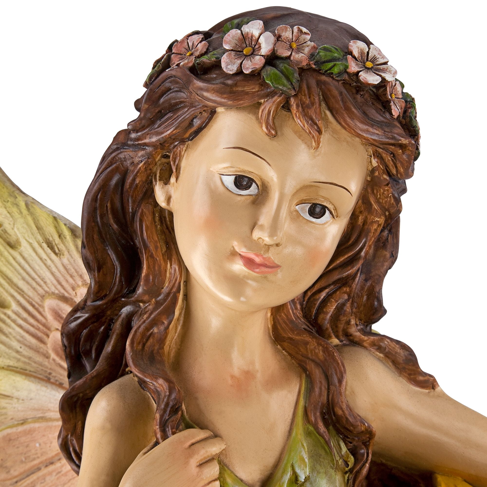 Garden Fairy with Sunflowers 26" High Large Modern Indoor Outdoor Decor Faux Stone Floor Fountain with Light LED