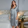 thumbnail image 4 of FLMEI Women Night Shirts Sleepwear//Night Dress for Women/Satin Nightgown//Womens Sleep Shirts//V Neck Side Split Sleepshirt Short Sleeves Sleepwear, 4 of 8