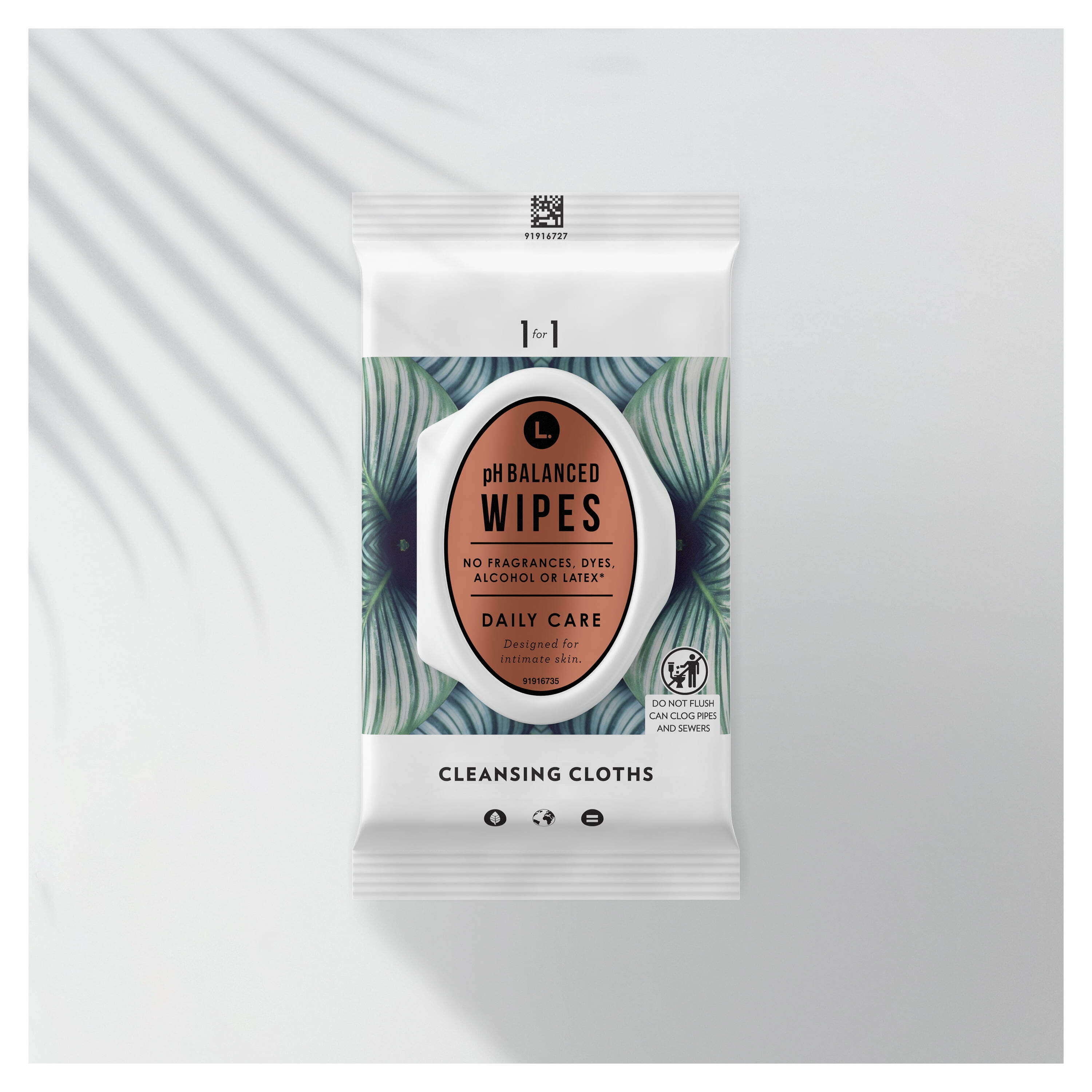 L. Fragrance Free Wipes, pH Balanced, Hypoallergenic, 30 Count