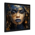 thumbnail image 2 of Designart "Tribal Inspired Fashion Woman in Gold and Blue III" Fashion Framed Wall Art Decor - Glam Gold Fashion Woman Hallway Framed Wall Art Decor, 2 of 6