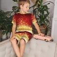 thumbnail image 4 of Fotbe Red Gold Glitter Pijama Estampada de 2 Piezas para Niños – Ropa de Dormir de Manga Corta Cómoda para Niños y Niñas, Camiseta y Shorts de Algodón-Small, 4 of 6