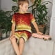 thumbnail image 4 of Balery Red Gold Glitter Conjunto de Pijama Infantil de Manga Corta con Estampado – Ropa de Dormir de Algodón Suave-XX-Large, 4 of 6