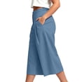 thumbnail image 6 of Mifsaly Plus Size Cropped Linen Pants Women Pleated Front High Waist Capris Lightweight Flowy Everyday Casual Work Office Bottoms with Pockets Blue,XL, 6 of 7