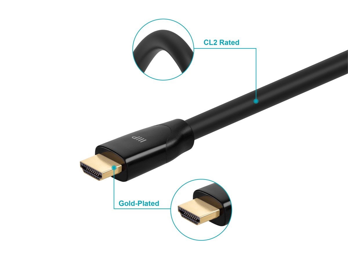 Monoprice 4K Certified High Speed HDMI Cable - 4K60Hz, 18Gbps, HDR, CL2 Rated, 20ft, Black