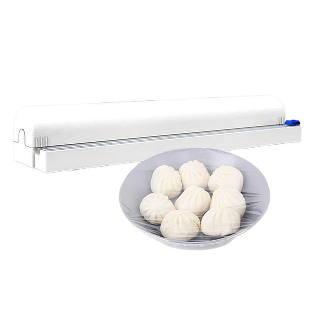 Cling Film Cutter with 24 Suction Cups Ergonomic Plastic Cling Film Cutter Wrap Cutter Refillable Food Wrap Cutter for Home Kitchen Restaurant