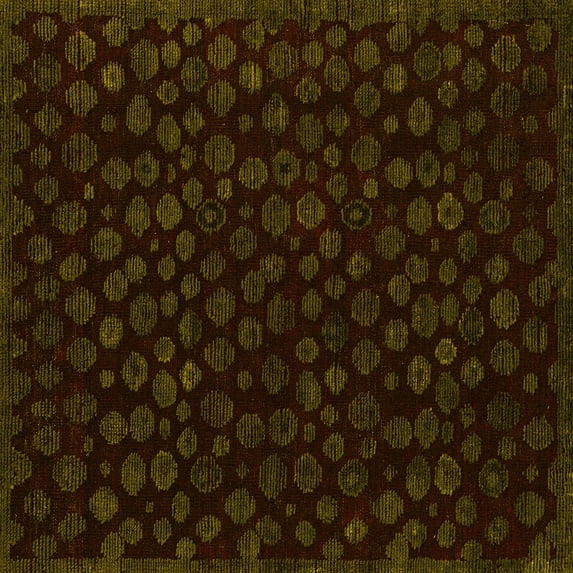 Ahgly Company Machine Washable Indoor Square Abstract Yellow Modern Area Rugs, 4' Square