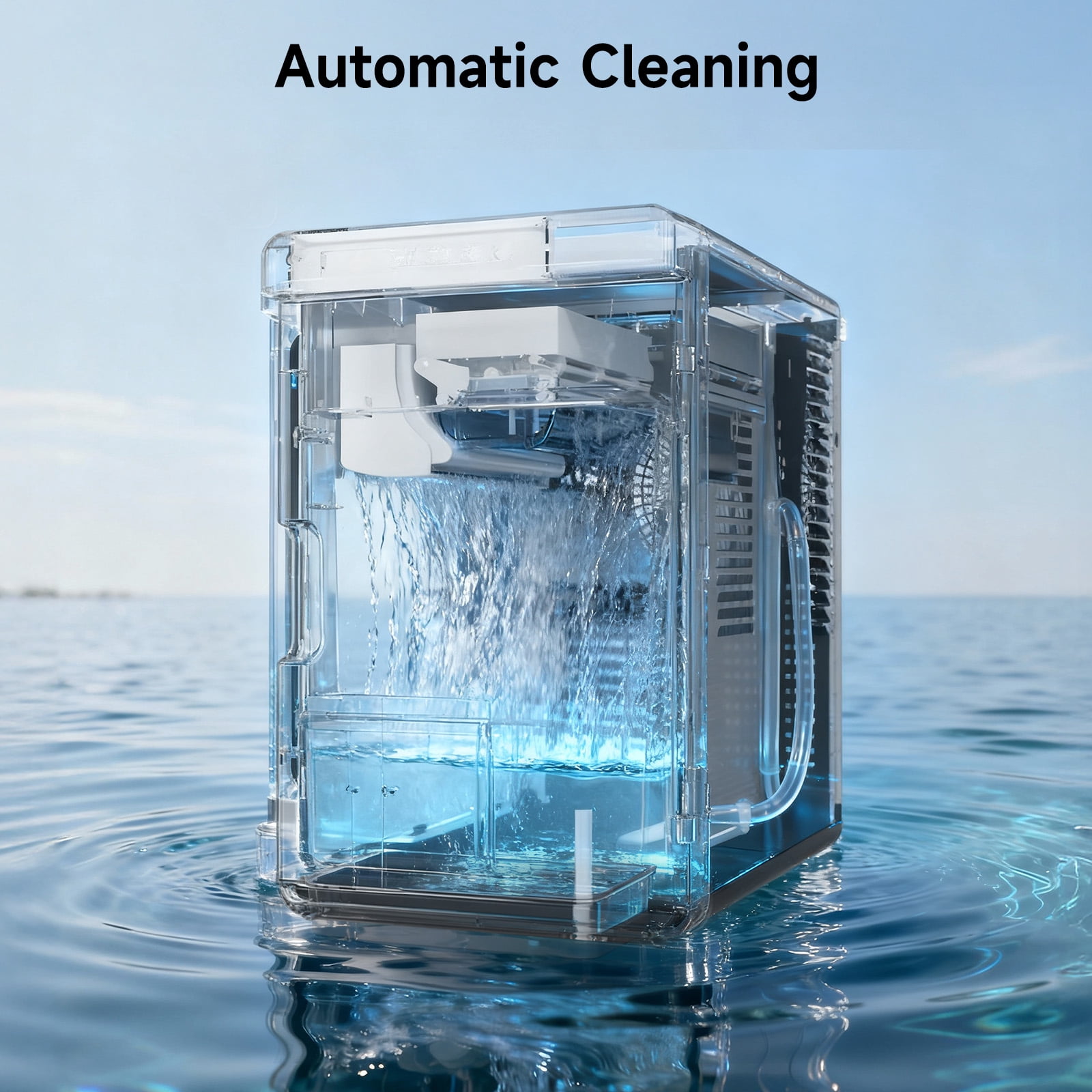 Ecojoy 1.7" Large Cube Ice Maker Countertop with 150 Pcs/Day, Nugget Ice Machine with Scoop & Basket, Self-Cleaning, Portable Ice Maker for Whiskey, Cocktails, and Iced Beverages