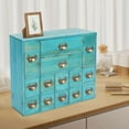 thumbnail image 4 of Vintage Blue Storage Cabinet with 14 Drawers – Wood and Iron Organizer for Home, Office, Kitchen & Craft Supplies No Assembly Required, Elegant and Durable Design, 4 of 15
