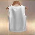 thumbnail image 3 of Womens Workout Tank Tops Women's Elegant Solid Satin Pearl Round Neck Sleeveless Camisole Cami Tops for Women White M, 3 of 4
