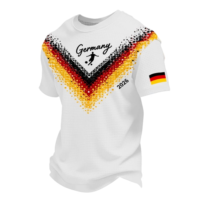 Women's Germany Football Graphic T-Shirt, Men's Soccer Graphic Print T-Shirt Casual Sportswear Top Athletic for Soccer Tournament 2026 White Size: L