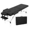 Westice Portable 2-Section Foldable Massage Table with Adjustable Height Face Cradle and Aluminum Frame Ideal for Spa Tattoo Lash Facial and Salon Use Black