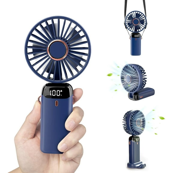 Personal Fan, Portable Hanging Neck Fan, 4000mAh USB-C Rechargeable 5-Speed Modes Powerful Desktop Fan with Base, Max 16H Run Time, Adjustable Lanyard and Bracket Hands-free Cooling Fan