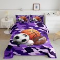 thumbnail image 2 of Erosebridal Ensemble de Literie de Basketball Football pour Lit Simple, Couette Camouflage Violet, Réversible, 2 of 7