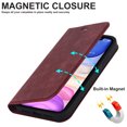 thumbnail image 3 of Decase for Apple iPhone 11 Wallet Phone Case,Shockproof Plain Leather Magnetic Closure Flip Holder Protective Cover with RFID Blocking Card Slots,Red, 3 of 10