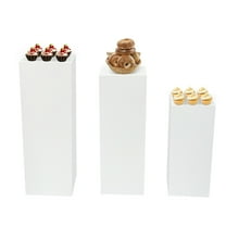 Miumaeov 3pcs Metal Pedestal Stands Square Wedding Centerpieces Flower Dessert Display Rack Decorations Table Pillars