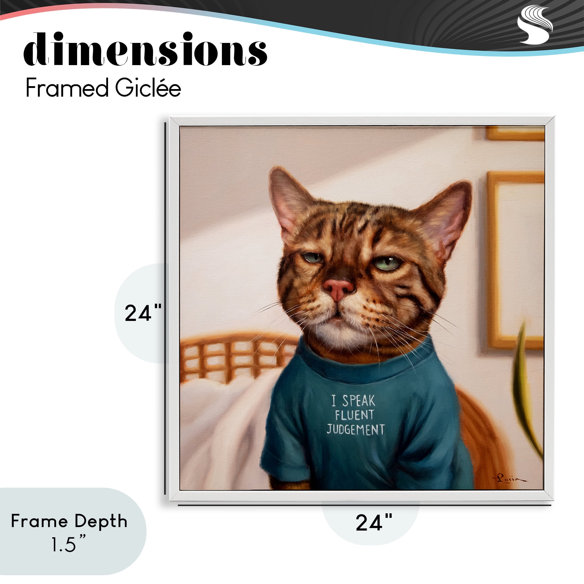 Stupell Industries Cattitude Speak Fluent Judgement White Framed Giclee Art, design by Lucia Heffernan