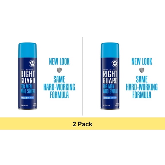 Right Guard Sport Antiperspirant & Deodorant for Men, 48-Hour Protection Spray, Powder Dry, 6 oz. - 2 Pack
