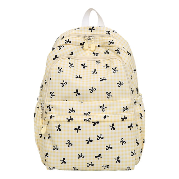 Yellow Nylon Aesthetic Backpack Large Capacity School Daypack Adjustable Strap Casual Bag (Yellow)