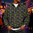 thumbnail image 2 of IYYVV Halloween Quarter Zip Up Sweaters for Men Lightweight Mock Neck Pullover Casual Pumpkin Printed Sweaters Dark Purple L, 2 of 6